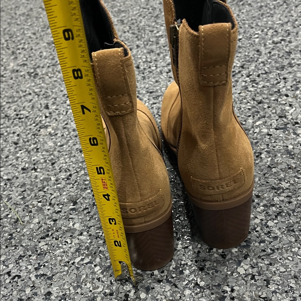Sorel Stylish Tan Heeled Boots for Women ankle chunky 9.5 - Picture 13 of 16